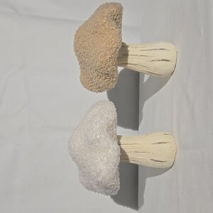 Set Of Easter Fall Sherpa Mushrooms Table Top Decor Ivory And Tan